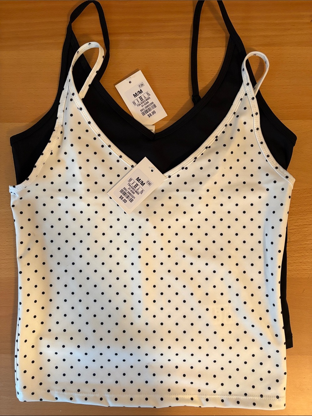 refuge Polka Dot & Solid Cami Tops - White and Black